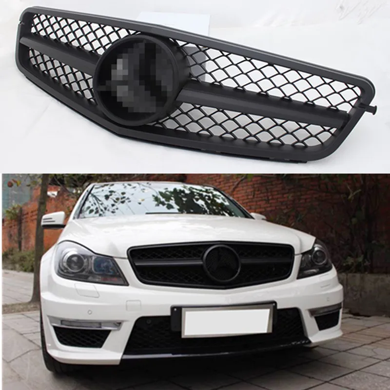 Матовая/глянцевая черная автомобильная гоночная решетка для Mercedes W204 гриль 2008- C300 C180 AMG эмблемы сетки радиатора переднего бампера изменить