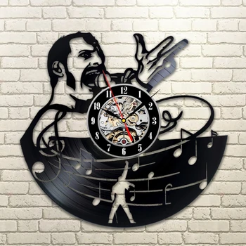 

Vinyl Wall Clock Modern Design for Living Room 7 Color Change Hanging Clock Queen Band Freddie Watch Wall Clocks Home Decor