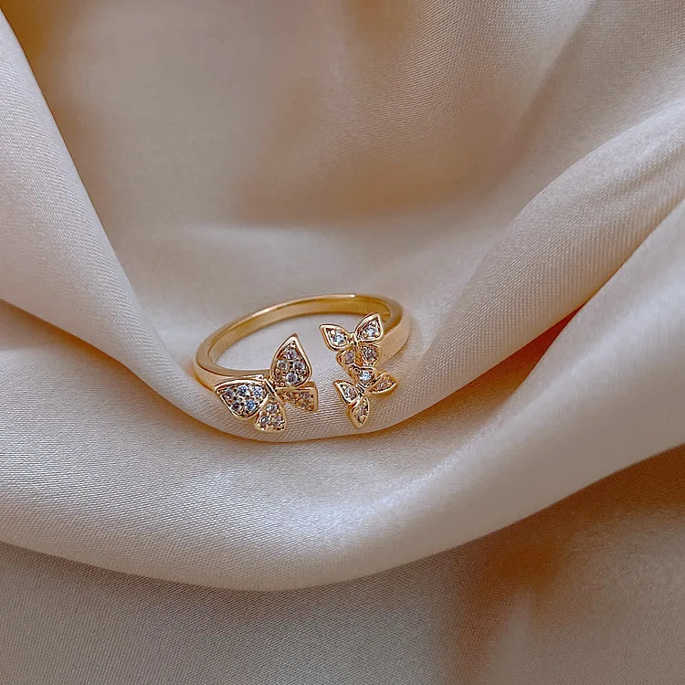 2020 South Korea New Fashion Butterfly Opening Ring Simple Temperament Versatile Ring Female Banquet Jewelry