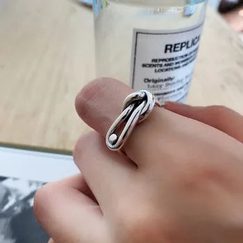 

Leouerry 925 Sterling Silver Rope Knot Rings Minimalist Vintage Thick Line Weave Finger Rings for Women Silver 925 Jewelry Gifts