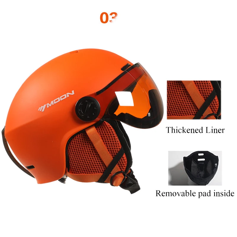 Óculos de sol lua capacete de esqui integralmente-moldado ПК+ eps capacete de esqui de alta qualidade ao ar Ливр adulto esport