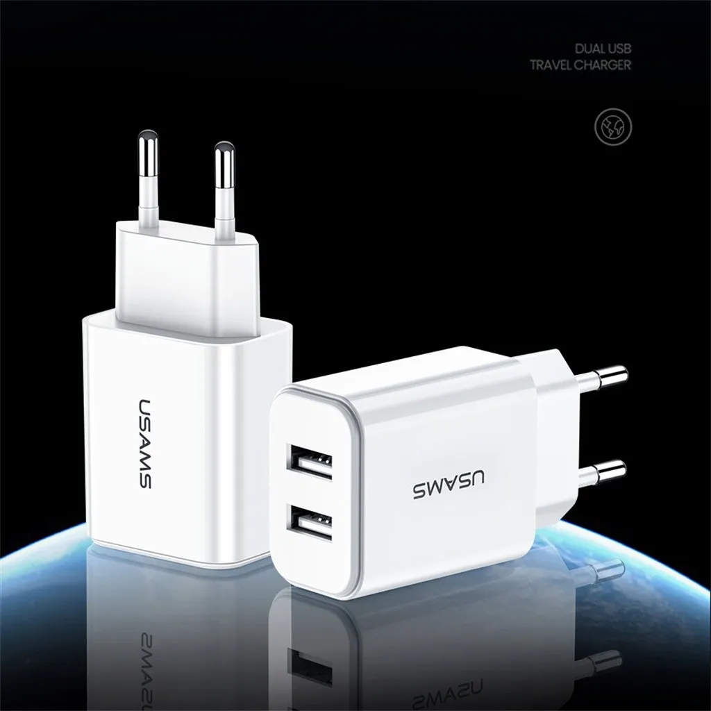Двойное зарядное устройство USB для путешествий 2.1A, зарядное устройство для мобильного телефона QC для iPhone, штепсельная вилка EU/US для зарядки, смены для дома, офиса, путешествий