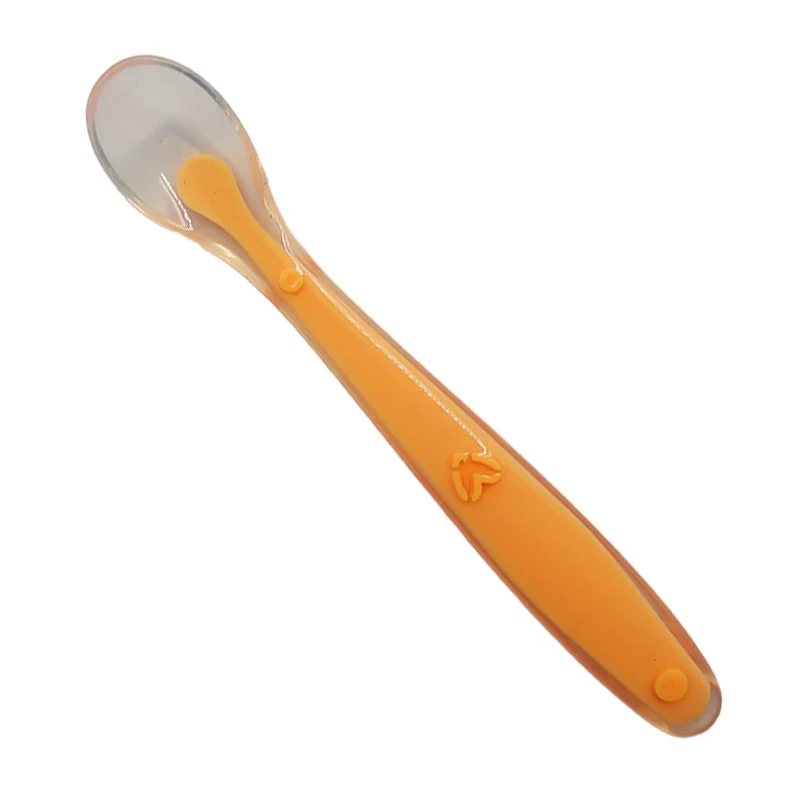 Orange Spoon Детские Силиконовые обеденные тарелки Милая мультяшная утка детская обучающая тарелка лоток посуда для детей еда чаша для кормления Посуда Нескользящая - Цвет: Orange Spoon