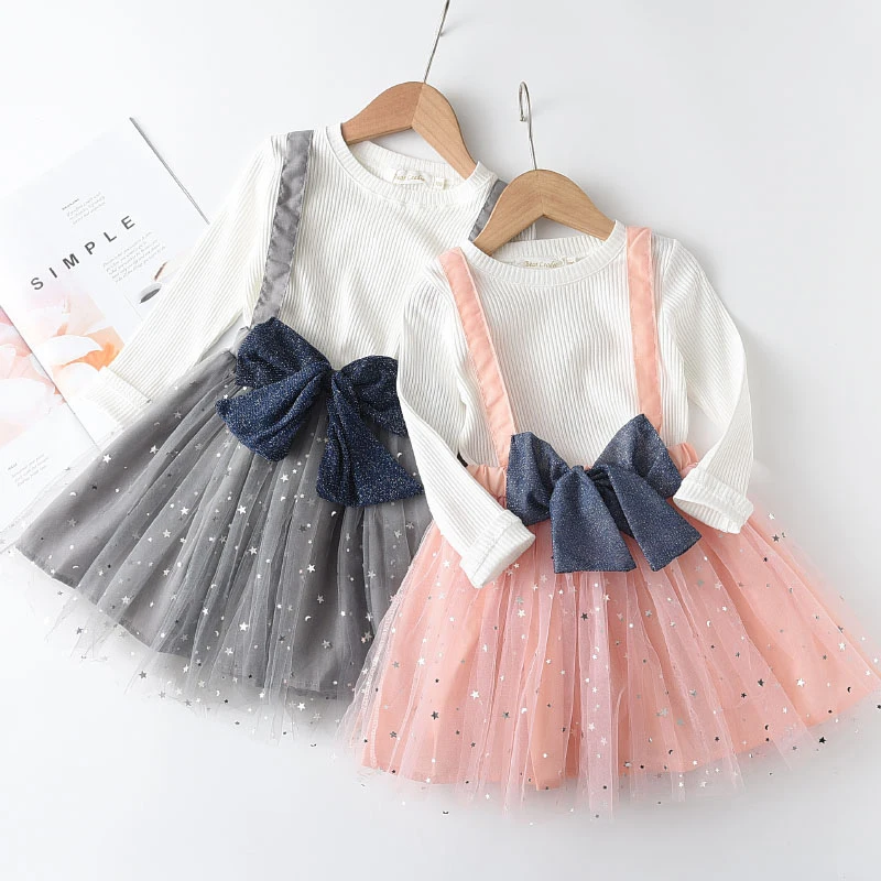 2021 New Autumn Little Girls Dress Party Wedding Baby Kids Dresses Children's Princess Tutu Mesh Clothes | Детская одежда и