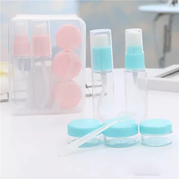 

2 Set of 12pcs Travel Subpackage Bottles Refillable Cream Jars Mask Stick Kit (Pink and Blue)