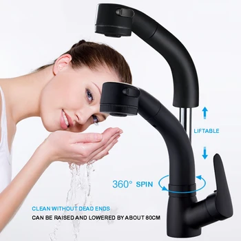 

Free Shipping YUJIE JY8194 All copper washbasin faucet, cold and hot water mixing valve, lifting and pulling basin faucet