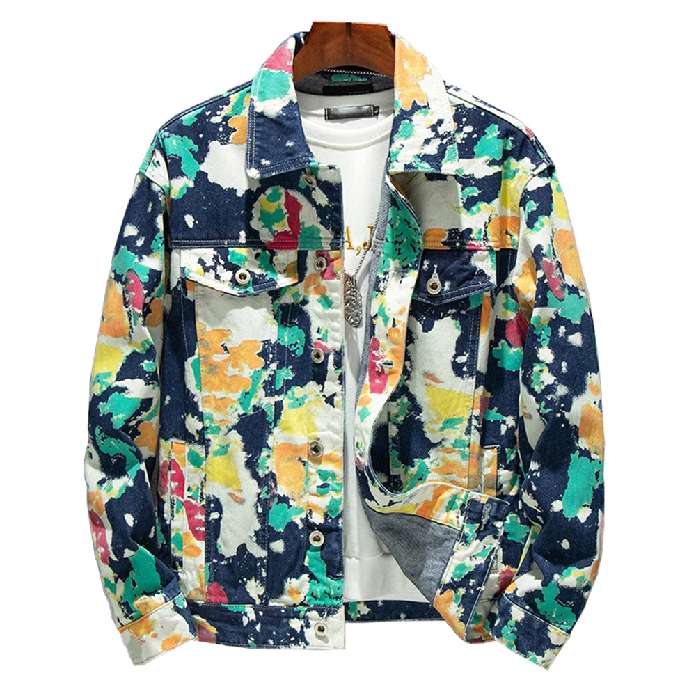 Camouflage Denim Jacket Men Camouflage Jacket Sleeve Denim Men's