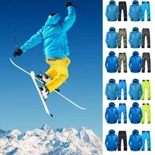 Зимний костюм для сноубординга, Мужская ветрозащитная лыжная куртка+ штаны, уличная спортивная Лыжная одежда, утолщенная теплая одежда skipakken