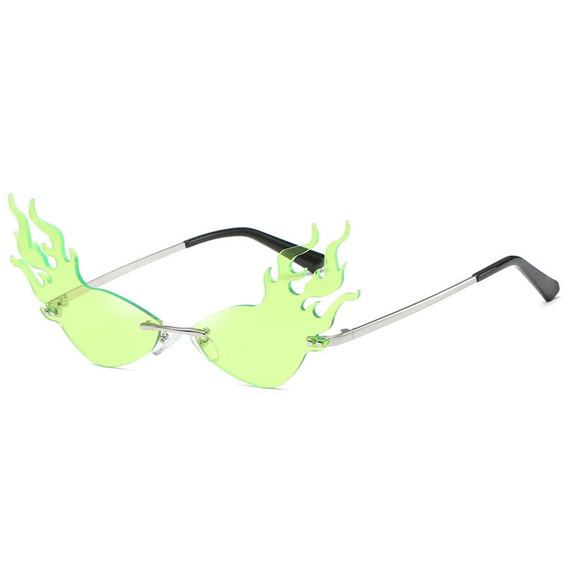 Модные огонь солнцезащитные очки Для женщин Винтаж оправы Солнцезащитные очки «кошачий глаз» в стиле «хип-хоп» для Роскошные трендовые вечерние узкие солнцезащитные очки - Цвет линз: C5Neon Green