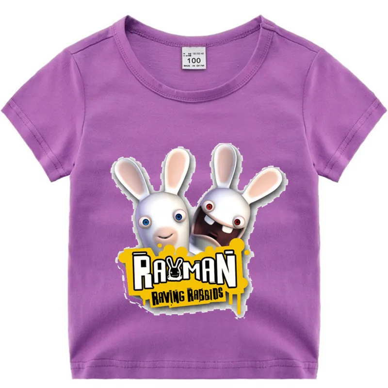 Хлопковая футболка для маленьких мальчиков и девочек с аниме «Raving Rabbids» детская Рождественская рубашка детская футболка для малышей с героями мультфильмов Роскошный топ
