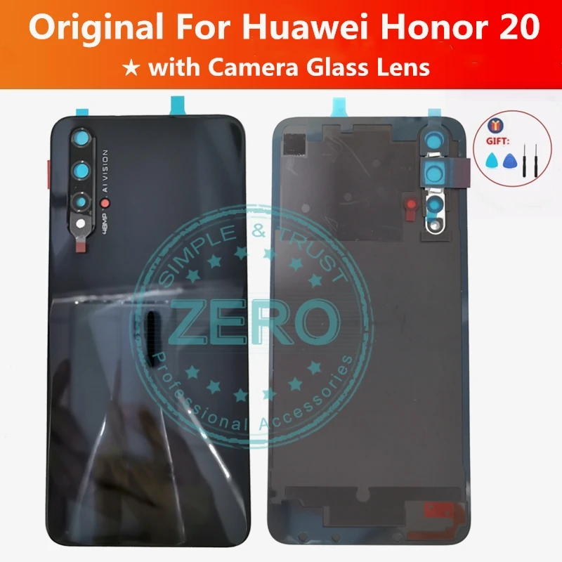 Для huawei Honor 20 Задняя крышка батареи+ камера Стекло Объектив для Honor20 задний корпус сменный запчасти