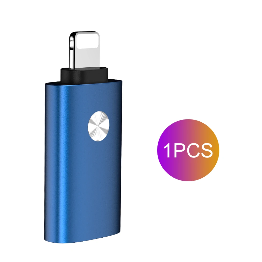 OTG USB адаптер для камеры lightning USB кабель наушники конвертер MIDI клавиатура для iphone 7 8 6 6s Plus 11 Pro XS Max X XR - Цвет: 1Pcs Blue