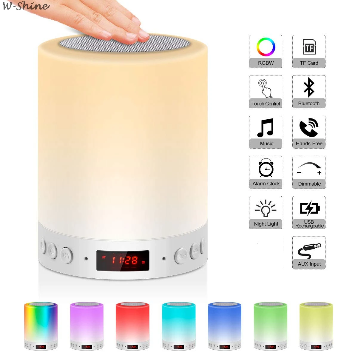 Touch Nachttischlampe mit Bluetooth Lautsprecher Wecker Digitaluhr Geschenk DE