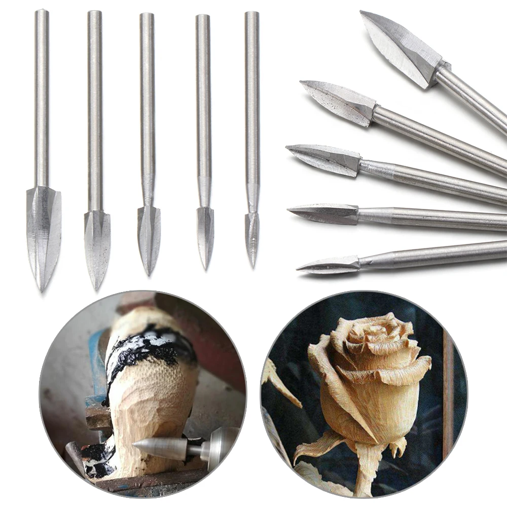 15PCS Stainless Steel Wood Carving Wood Working Cutter Root Cutter Handmade Engraving Drill Bit Milling Root Chisel Tool