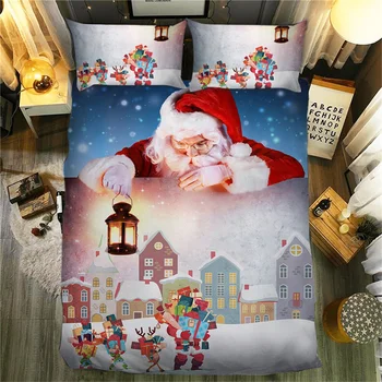 

Santa Claus Duvet Cover Set Cartoon Christmas Gift Bedding Set Single Double Twin Full Queen King Size Children Adult Bed Linens