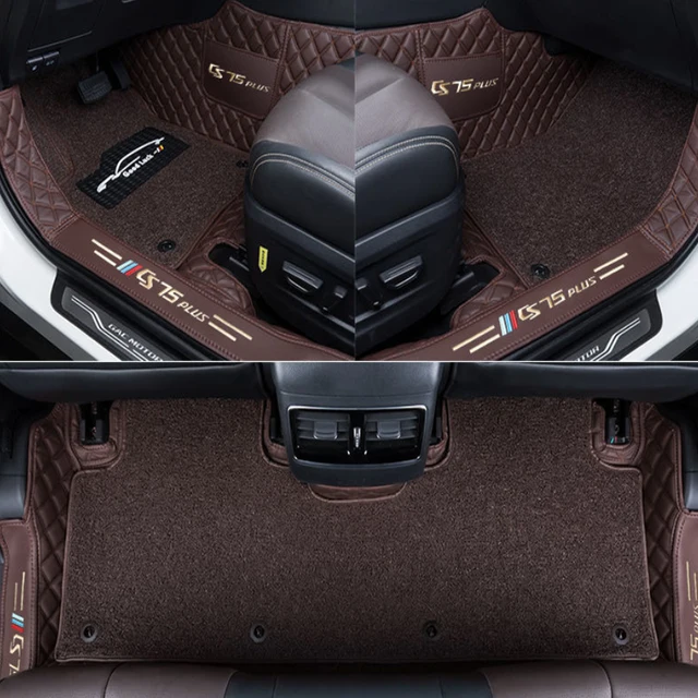 Car Floor Mats For Changan CS75 Plus 2021 2022 Double Layer Custom Auto Foot Pads Leather Carpet Cover Interior Floorliner Coffee Double layer