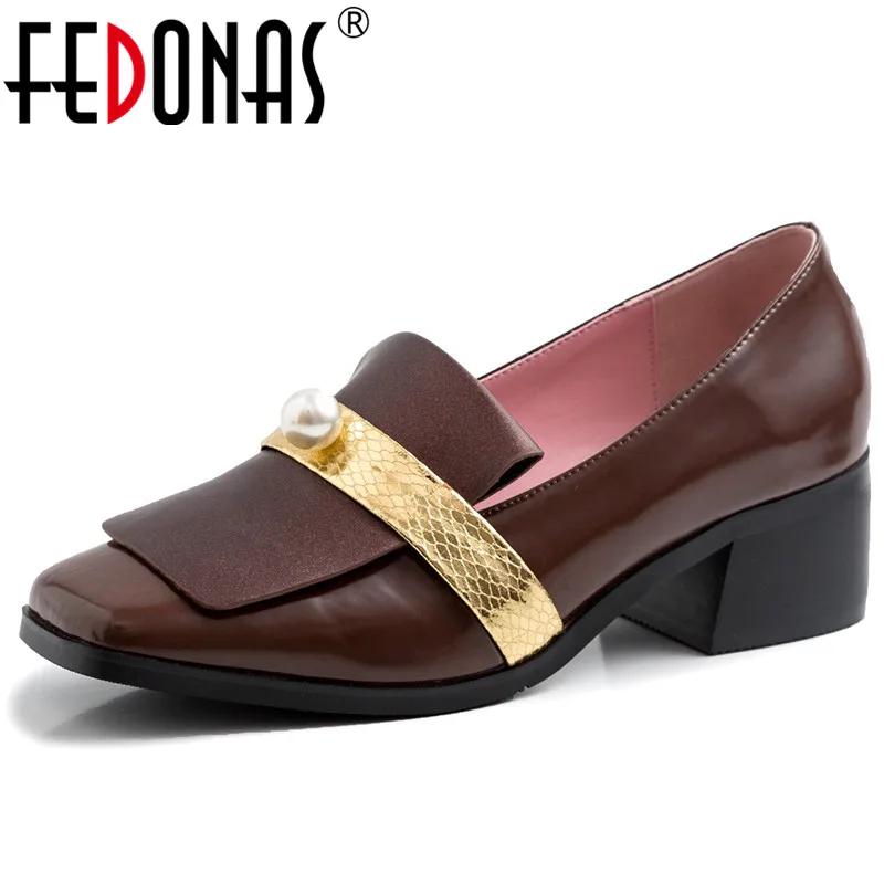 

FEDONAS Spring Newest Women Pearl Shallow Pumps Fashion High Heels Party Office Shoes Woman Classic Female Comfortable Loafers