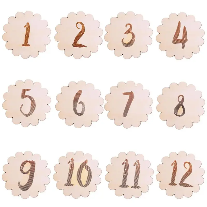 

Kids Baby Monthly Wooden Card Double Sided Milestone Stickers Blocks Baby Monthly Wooden Card Photography Accessories