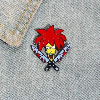 

Funny Animation Enamel Brooches Backpack Hats Scarf Double Dagger Interesting Decoration Alloy Jewellery Pins