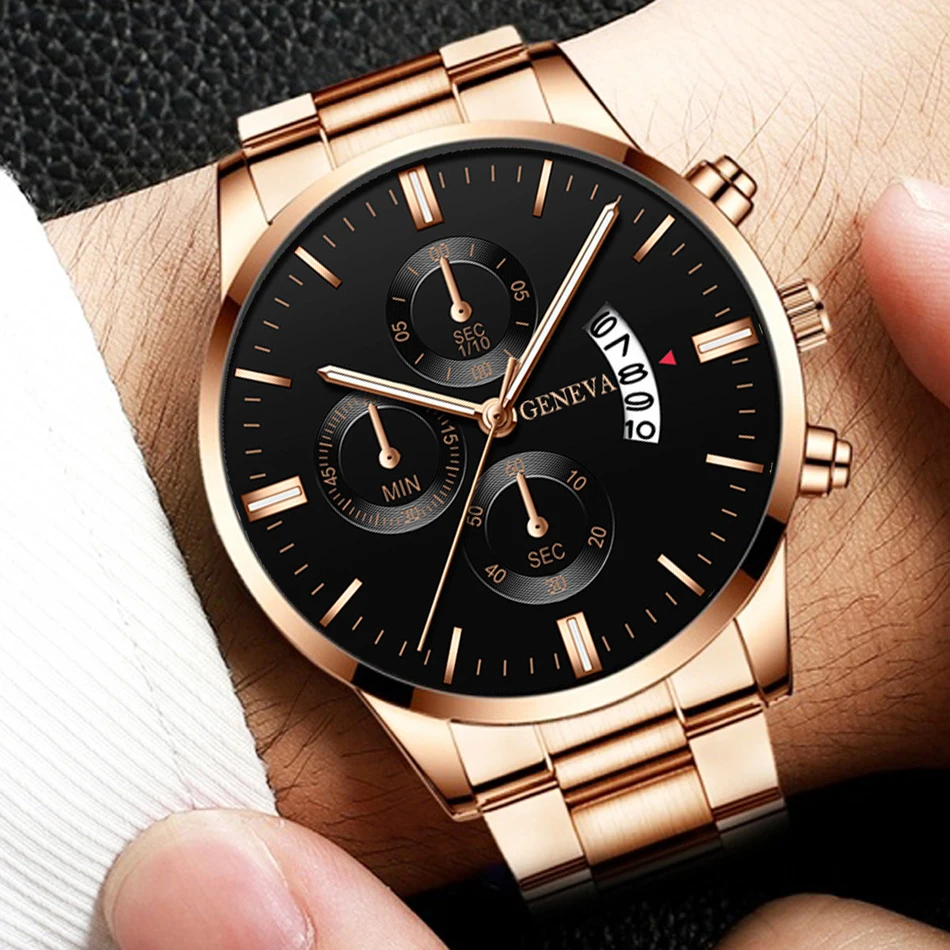 2020 Fashion Trend Men's Stainless Steel Watch Luxury Calendar Quartz Watch Men's Business Casual Watch