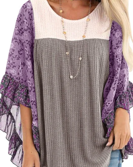 Women Bat Sleeve Patchwork Print Plus Size XXXXXL 5XL Boho Sweaters Pullover Female Truien Dames Maglioni Donna Tops