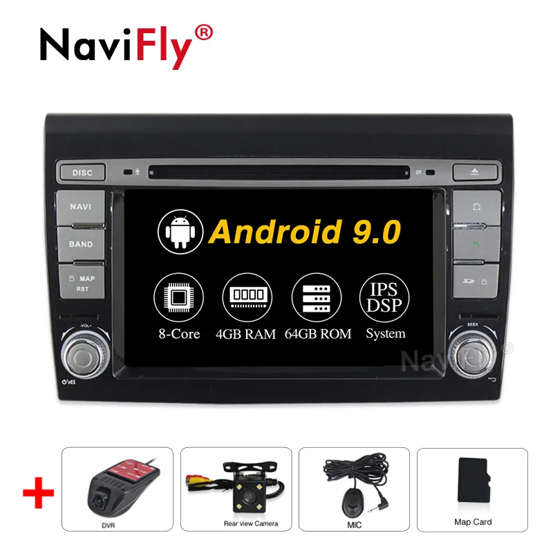 Новинка! 8Core ips DSP 2din Авто Радио Android 9,0 автомобильный dvd для Fiat/Bravo 2007-2012 GPS для автомобиля, стерео Мультимедийный Плеер Octa Core 4G - Цвет: 8Core Camera DVR