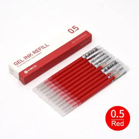 only 10pcs red ink Новые гелевые ручки Xiaomi Mijia, 10 шт., без колпачка, 0,5 мм, цилиндрическая ручка, черная ручка, белая, гладкая, швейцарская, заправка MiKuni, японские чернила, черные - Цвет: only 10pcs red ink