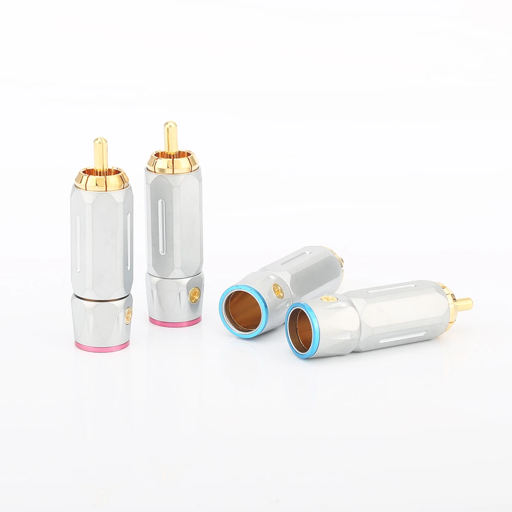 High Quality Audiocrast 24K gold Plated RCA Audio Plug Analogue Cable Connector HIFI 10mm cable rca plug | Электроника