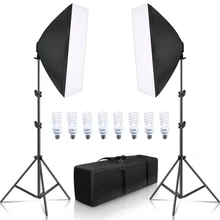 Fotografia Softbox Lightbox Kit 8 Pcs E27 Ha Condotto La Macchina Fotografica Photo Studio Apparecchi di Illuminazione 2 Softbox 2 Luce Del Basamento con Carry borsa(China)