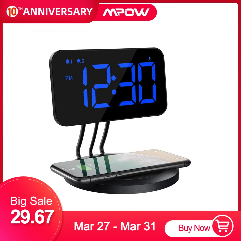 Mpow Dual Alarm Clock with Snooze Button LED Digital Display Screen
