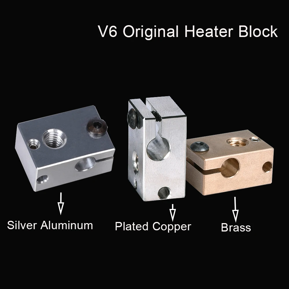 

V6 Plated Copper Heater Block V6 Original Aluminum Block For E3D V6 Hotend Extruder V6 Nozzle Silicone Sock 3D Printer Parts