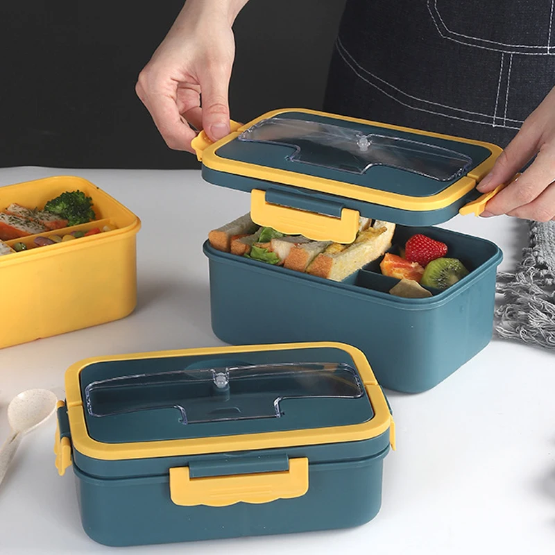 Bento Box Japanese Style For Kids Student Food Container Wheat Straw  Material Leak-Proof Square Lunch Box With Compartment