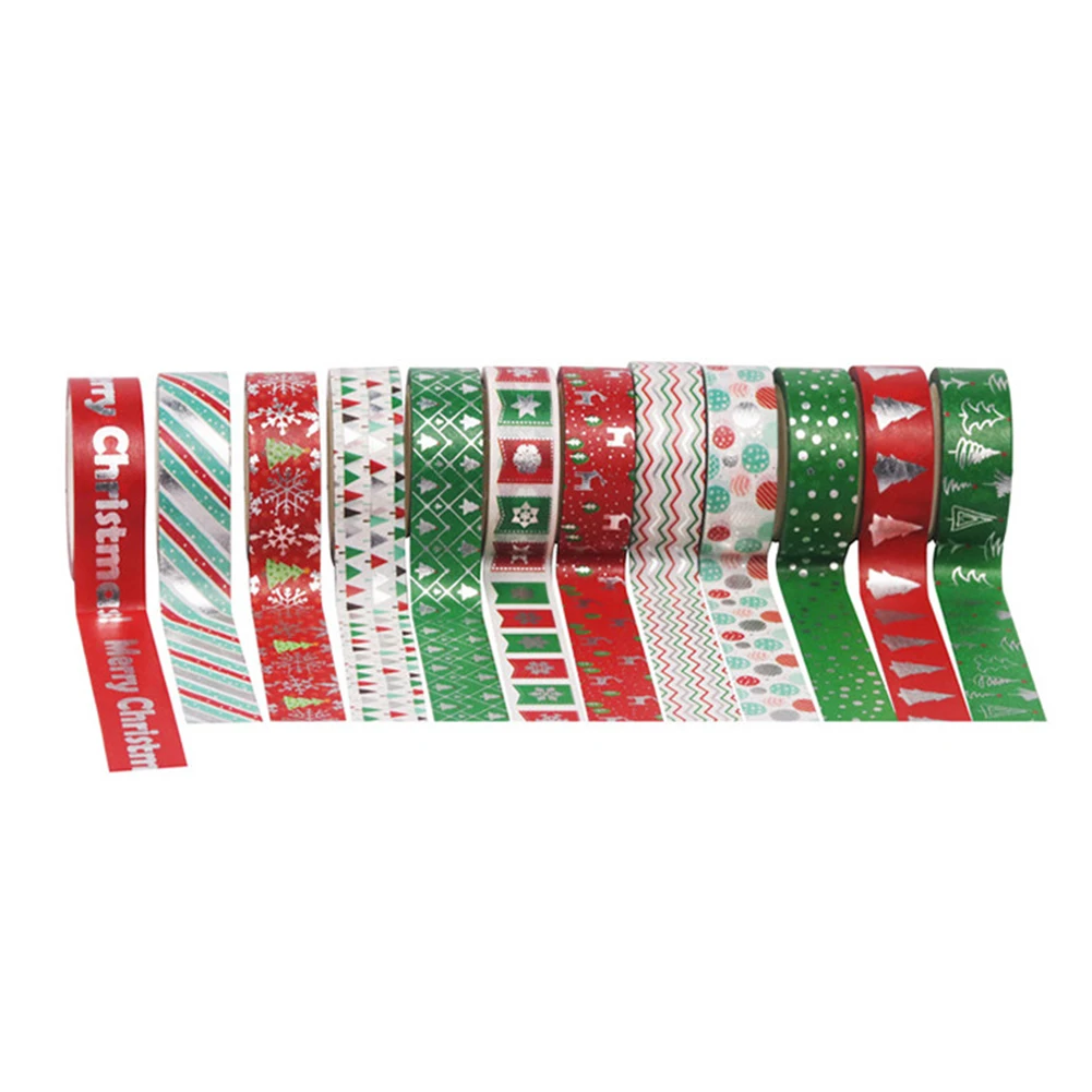 12 Roll 5m CChristmas Foils for Nail Holographic Colorful Snowflakes Santa Elk Winter Sticker Decals Set Adhesive Manicure Paper