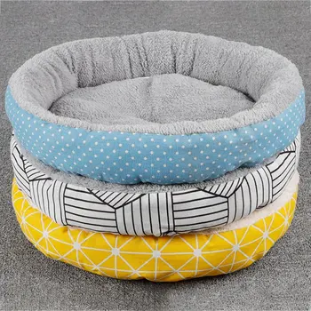 

Warm Cat Bed House Round Bed Fodable Dog Sleeping Mat Pad Nest Kennel Pet Cushion Puppy Nest Shell Hiding Burger Bun for Winter