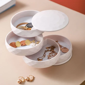 

Transparent Jewelry Box 4 Layers 360 Degree Creative Rotating Jewelry Storage Watch Earrings Holder Multilayer Desktop Organizer