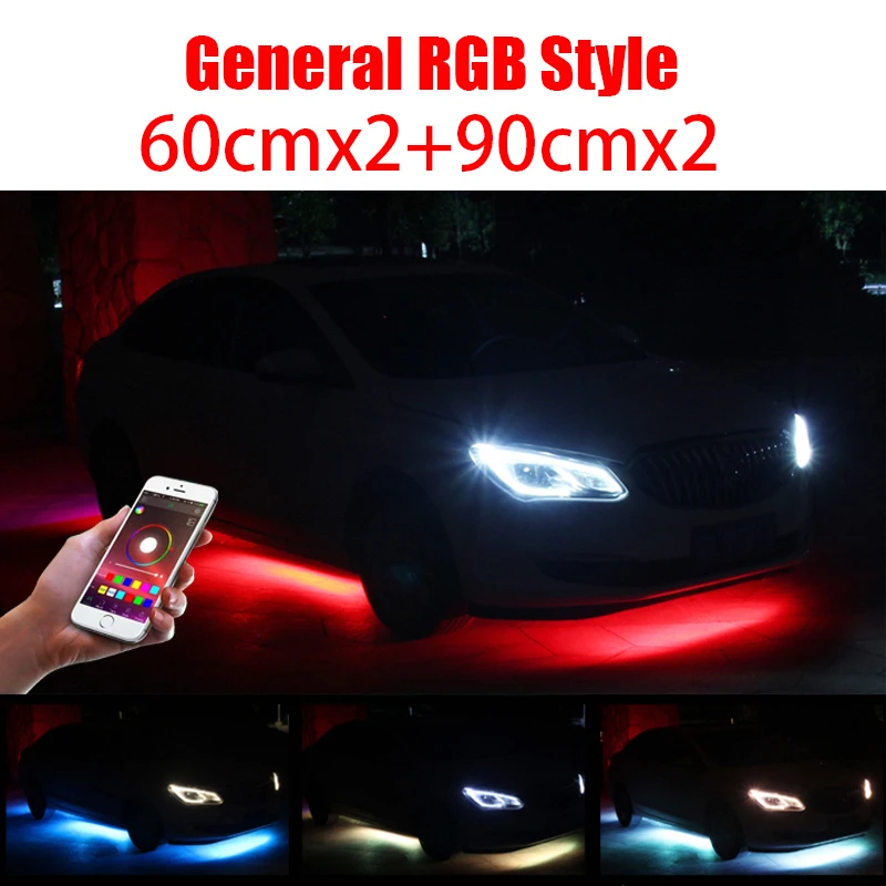 Lumières LED sous la voiture 12V, bande lumineuse Flexible RGB, lampe  d'atmosphère, système d'éclairage sous le châssis, accessoires de voiture -  AliExpress