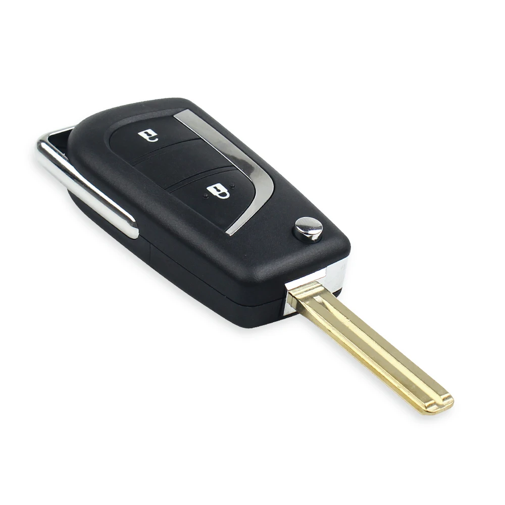 Dandkey 2 Buttons Flip Remote Key Shell Blank Fob Case For Toyota Corolla EX New VIOS Car Folding Key Cover Uncut TOY48 Blade