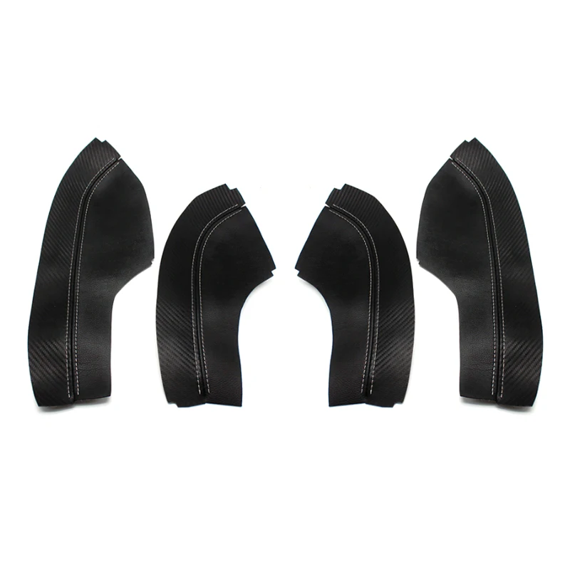 4pcs Door Armrest 4 шт дверная ручка панель/дверной подлокотник из микрофибры кожаный чехол накладка для Honda Civic 10th Gen черный с текстура углерода - Название цвета: 4pcs Door Armrest