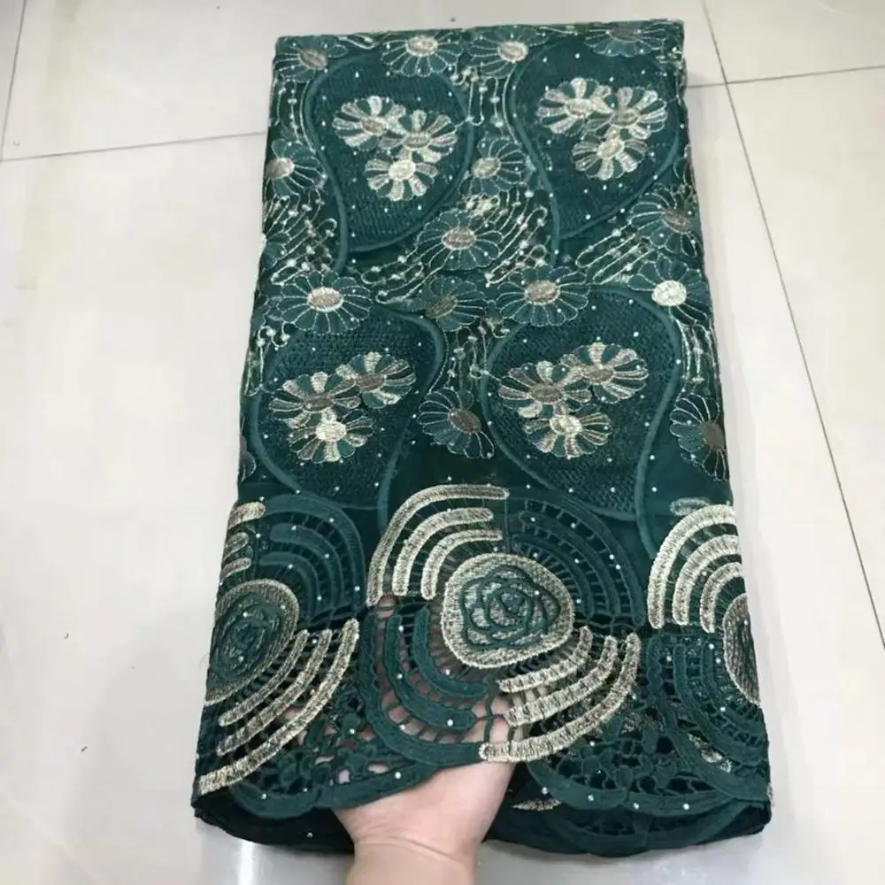 

Latest African Handcut Organza Lace Fabric With Glitter Sequins Beautiful Nigerian French Swiss Lace Fabric