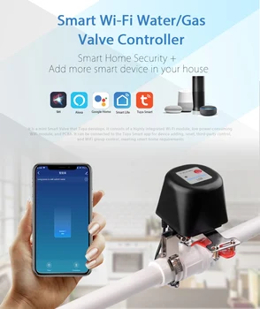 

Tuyasmart WIFI remote control Gas Water Valve Home Automation System Valve Voice Control Work With Alexa Echo Google Home