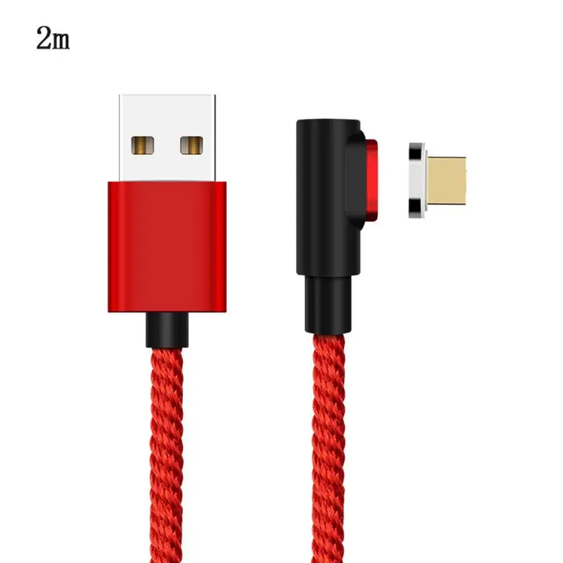 2 м 90 градусов Магнитный Micro USB кабель для передачи данных Магнитный провод для быстрой зарядки провода для samsung Xiaomi Huawei Android смартфон планшет Po - Цвет: Красный