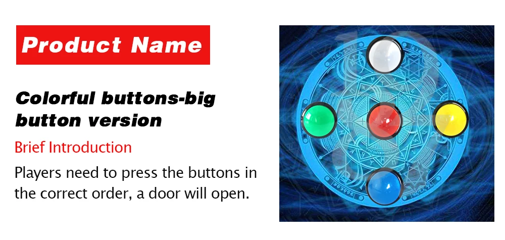 Botões de Cor Mágica a Fim de Correr para Fora Escapar Quarto Jogo Aventureiro Prop Botão Colorido Pressione Quatro Sala Secreta 3 High Quality button color