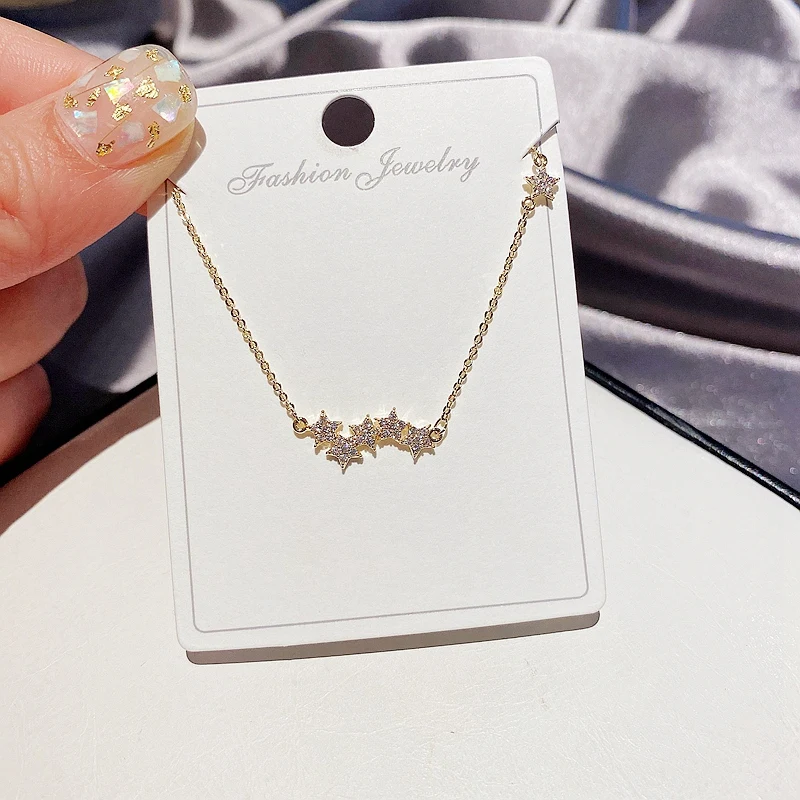MIGGA 2021 New Micro Paved Cubic Zircon Star Necklace Gold Color Plated Women Clavicle Chain Jewelry | Украшения и аксессуары