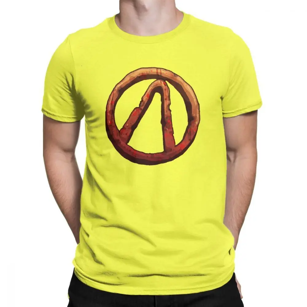 Yellow HKFZ Seal borderland, футболки для мужчин, хлопковая Винтажная футболка, круглый вырез, командное оружие, футболки игры, короткий рукав, топы с принтом - Цвет: Yellow
