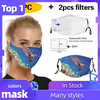 

Universal Face Sheild With 2 Pcs Filters Printting Dust-proof Smog-washable Face Cover For Adults In Europe America Mascarilla