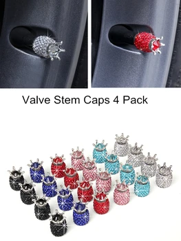 

Car Tire Valve Stem Caps 4 Pack Bling Diamond Attractive Dustproof Exterior Accessories Black Blue Red Decoration Universal Size