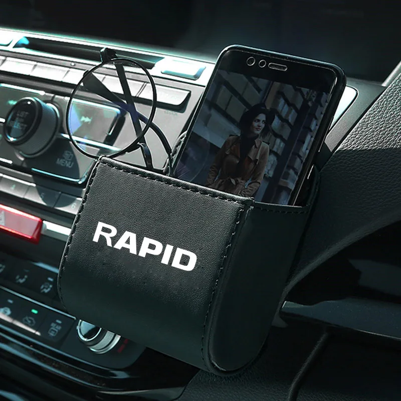 Автомобильный карман-органайзер на вентиляционное отверстие для Skoda RAPID, сумка-контейнер, автомобильный держатель для мобильного телефона