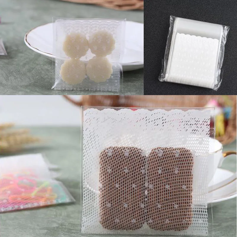 100pcs White Lace Plastic Bags Self Adhesive Candy Cookies Biscuits Gift Bag Wedding Party Christmas New Year Baking Package