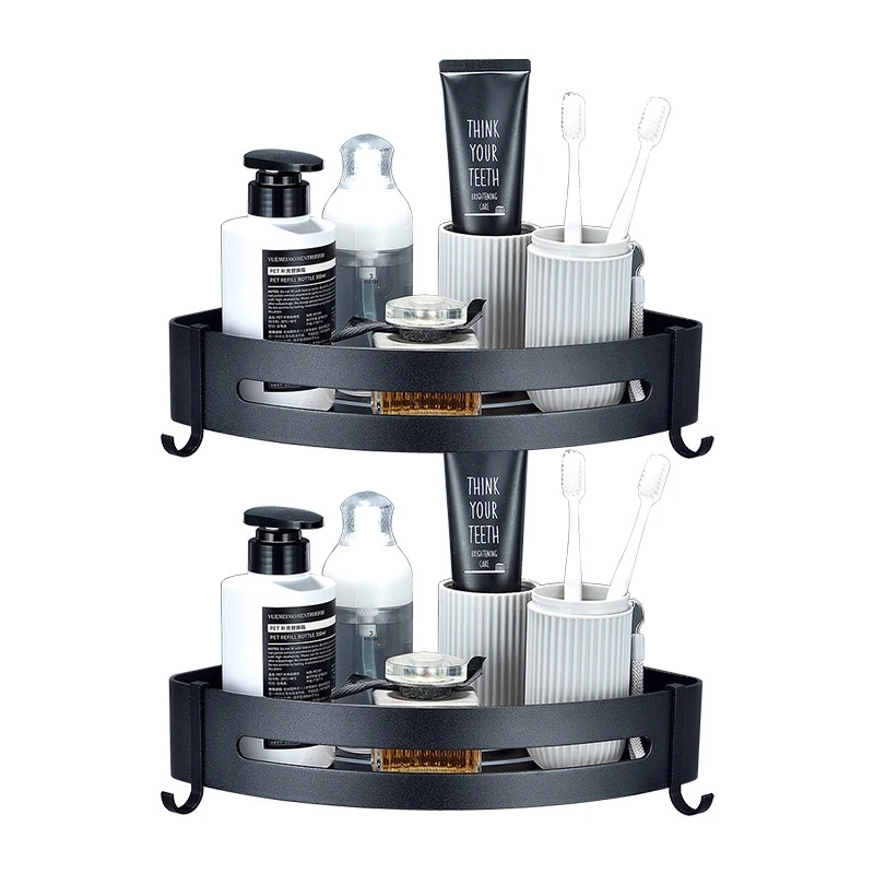 Bathroom Shelf Organizer Shower Storage Rack Black Corner Shelves Wall