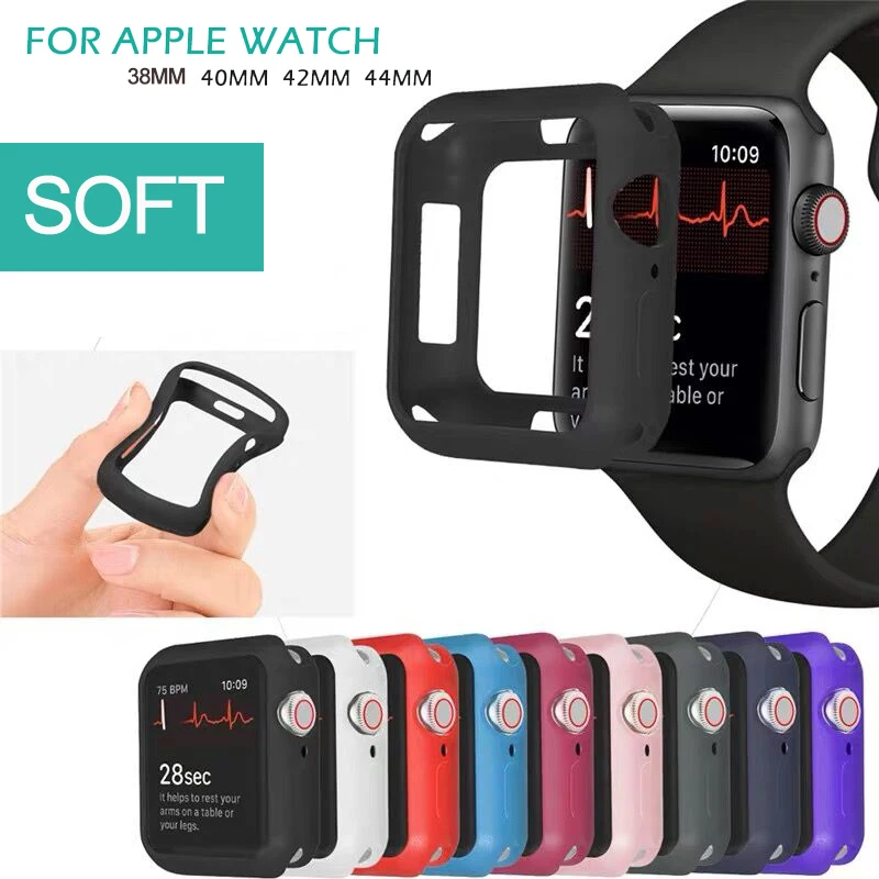 Чехол из ТПУ для Apple Watch Case 5 4 3 2 1 band 38 мм 42 мм 40 мм 44 мм силиконовый стильный мягкий защитный чехол из ТПУ